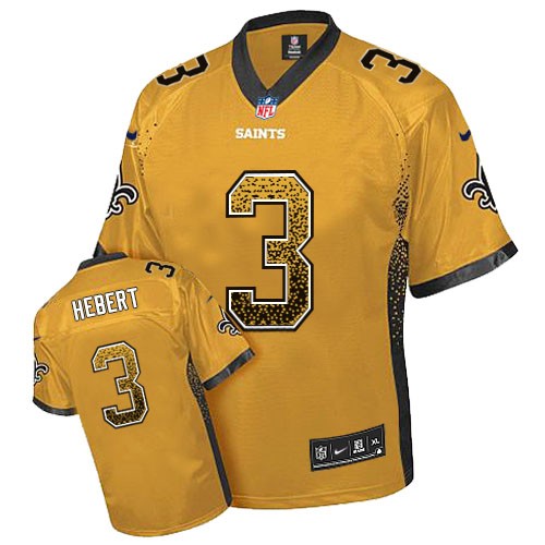 Men's Limited Bobby Hebert Nike Jersey Gold - #3 Drift Fashion NFL New Orleans Saints